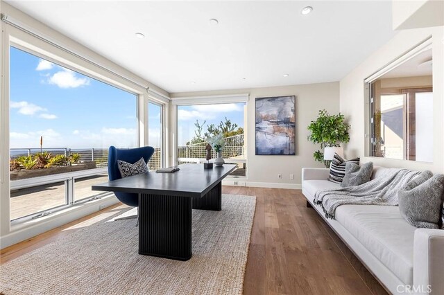 3355 Alta Laguna Blvd, Laguna Beach, CA 92651 - home office featuring wood finished floors, healthy amount of natural light, and recessed lighting