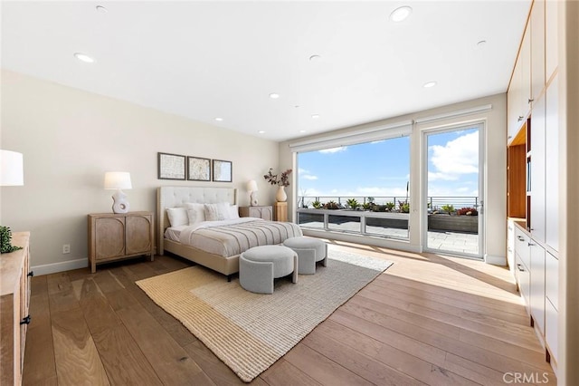 3355 Alta Laguna Blvd, Laguna Beach, CA 92651 - bedroom with access to exterior, wood-type flooring, and recessed lighting