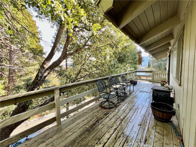 370 Weisshorn Dr, Crestline, CA 92325 - view of wooden deck