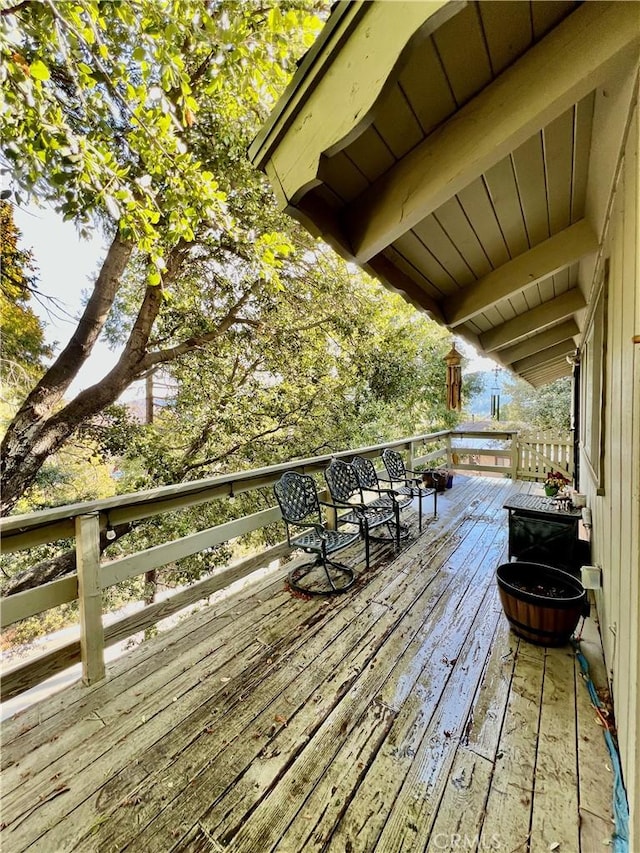 370 Weisshorn Dr, Crestline, CA 92325 - view of wooden deck