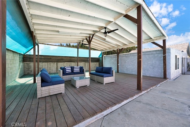 wooden deck with an outdoor hangout area