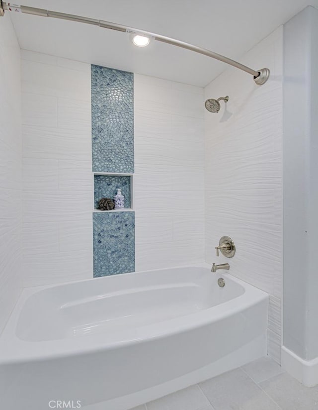 bathroom featuring bathtub / shower combination and tile patterned floors