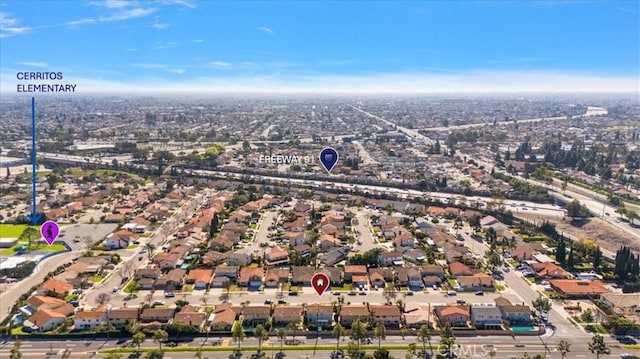 aerial view with a residential view