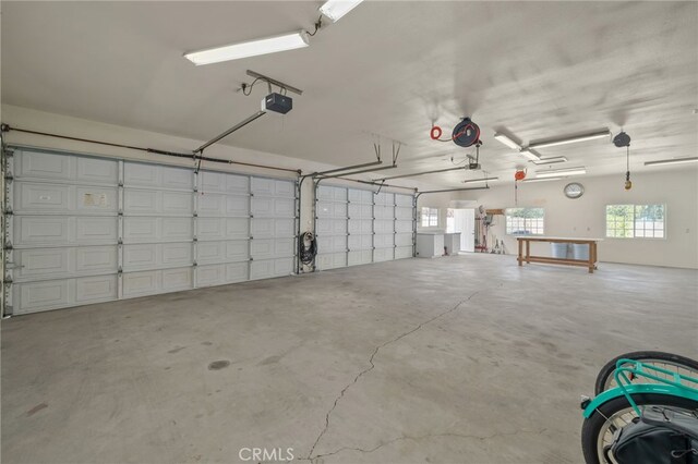 garage with a garage door opener