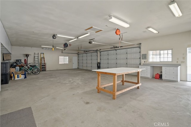 garage with a garage door opener