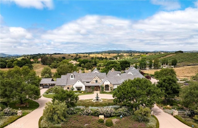 aerial view with a rural view