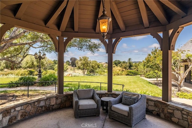 view of patio / terrace with a gazebo