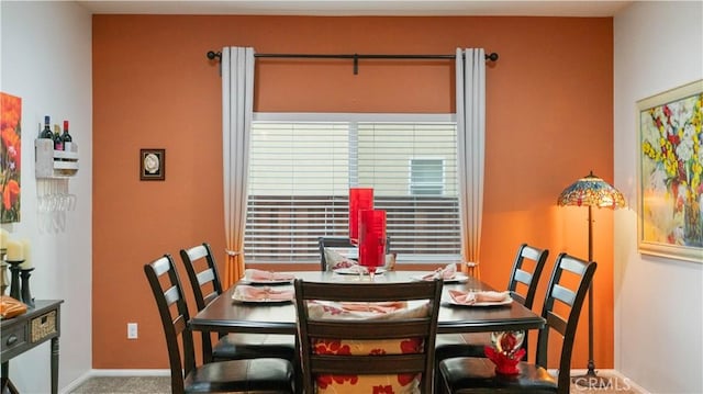 dining area with carpet floors