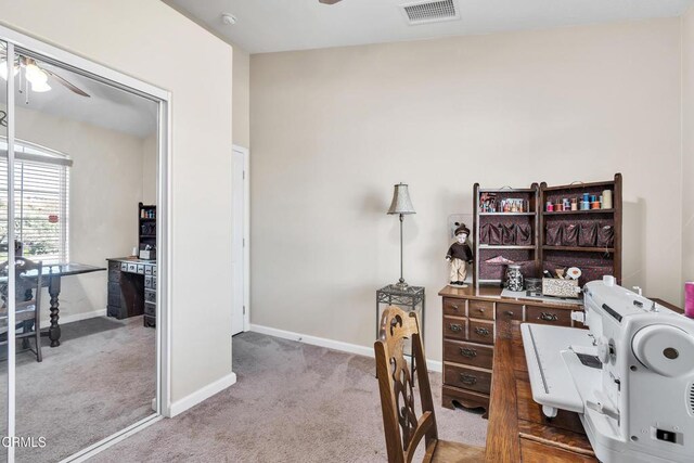 17717 Bangor Ave, Hesperia, CA 92345 - carpeted home office with a ceiling fan and baseboards