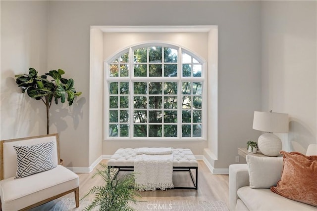 sitting room with wood finished floors and baseboards