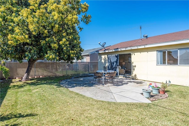 view of yard with a patio area and fence