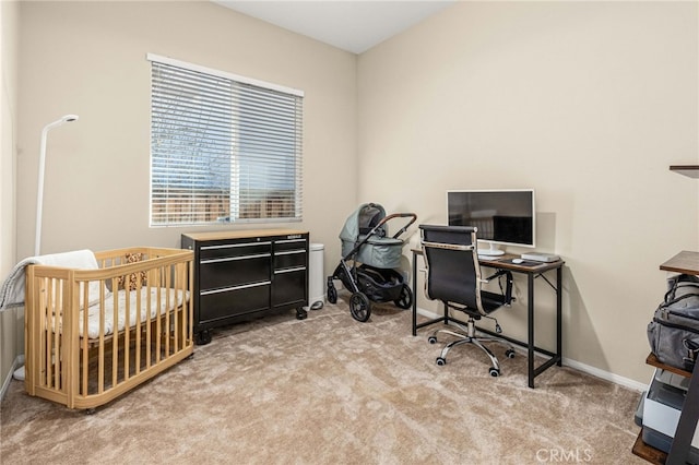 home office with carpet and baseboards