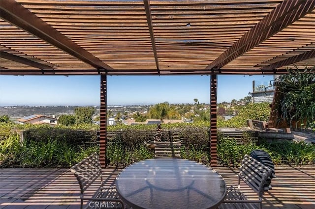 view of patio / terrace featuring outdoor dining space and a pergola