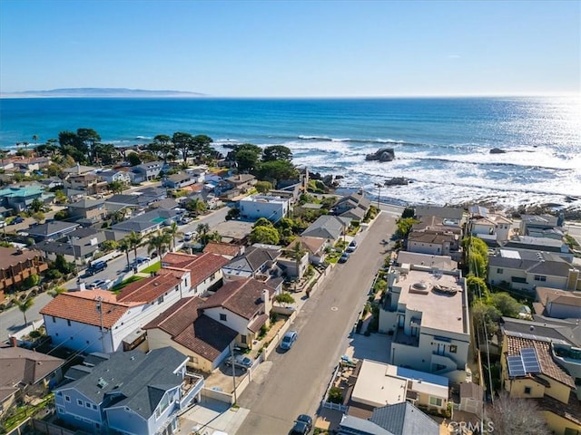 aerial view featuring a residential view and a water view