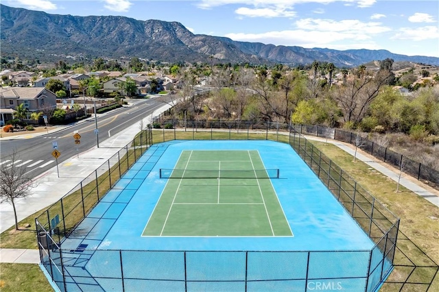 19390 Okeechobee Ln, Lake Elsinore, CA 92530 - view of tennis court with a mountain view and a residential view
