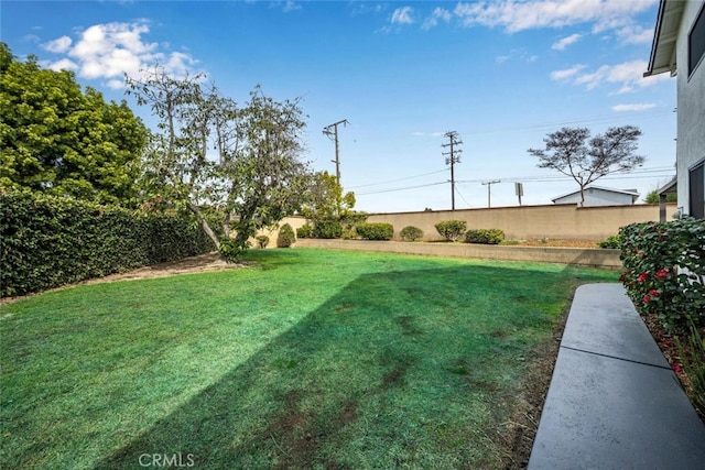 view of yard featuring a fenced backyard