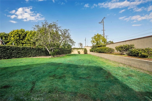 view of yard featuring fence