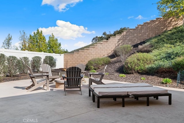 view of patio featuring a fenced backyard