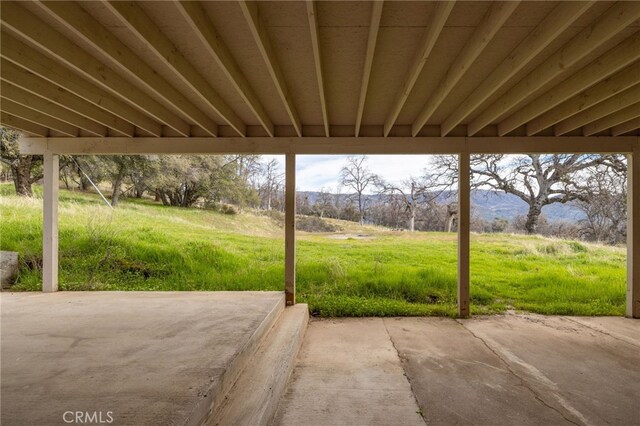view of patio featuring a mountain view