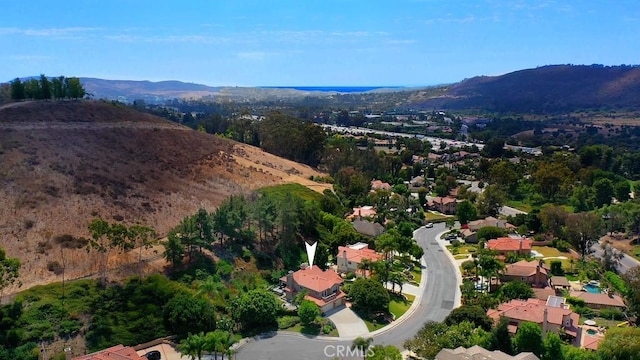 drone / aerial view with a mountain view