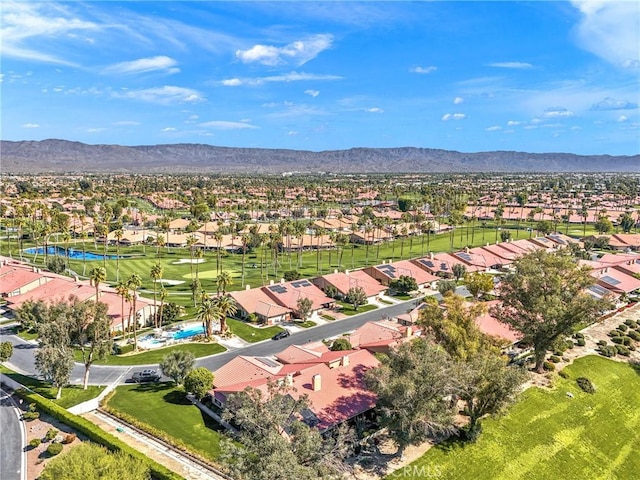 bird's eye view featuring a residential view and a mountain view