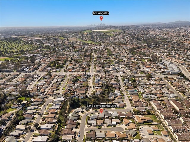 drone / aerial view with a residential view