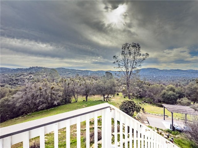 mountain view with a view of trees