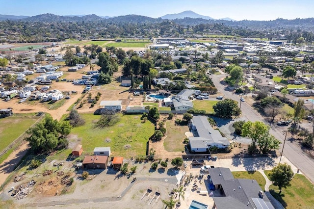 aerial view with a mountain view