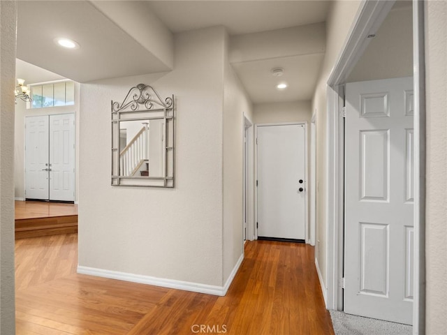 30514 Sorrento Pl, Castaic, CA 91384 - corridor featuring wood finished floors and recessed lighting