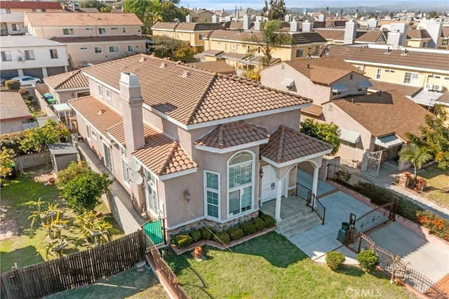 aerial view with a residential view