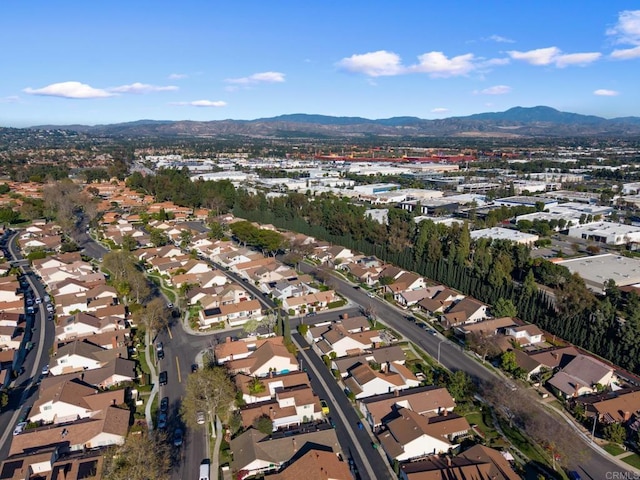 aerial view with a residential view and a mountain view