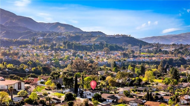 view of mountain feature with a residential view