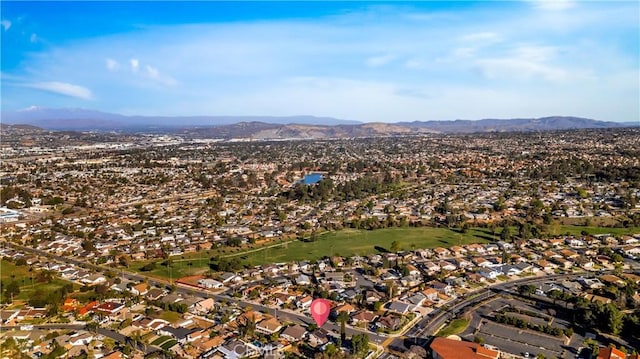 bird's eye view featuring a residential view and a mountain view