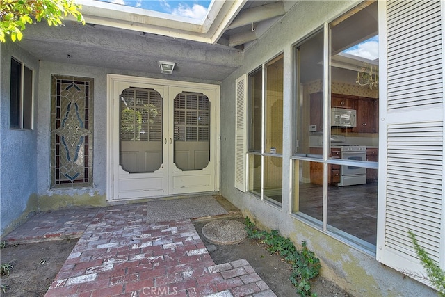 property entrance with french doors