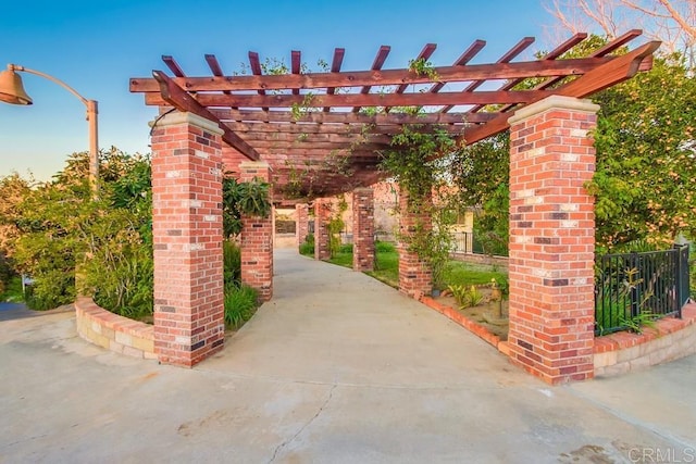 view of patio with a pergola