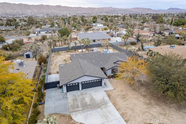 aerial view with a residential view and a mountain view