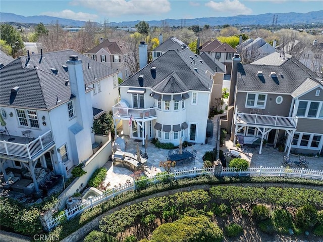 aerial view with a residential view and a mountain view