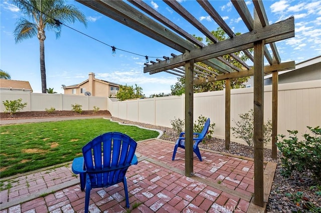 view of patio with a fenced backyard and a pergola