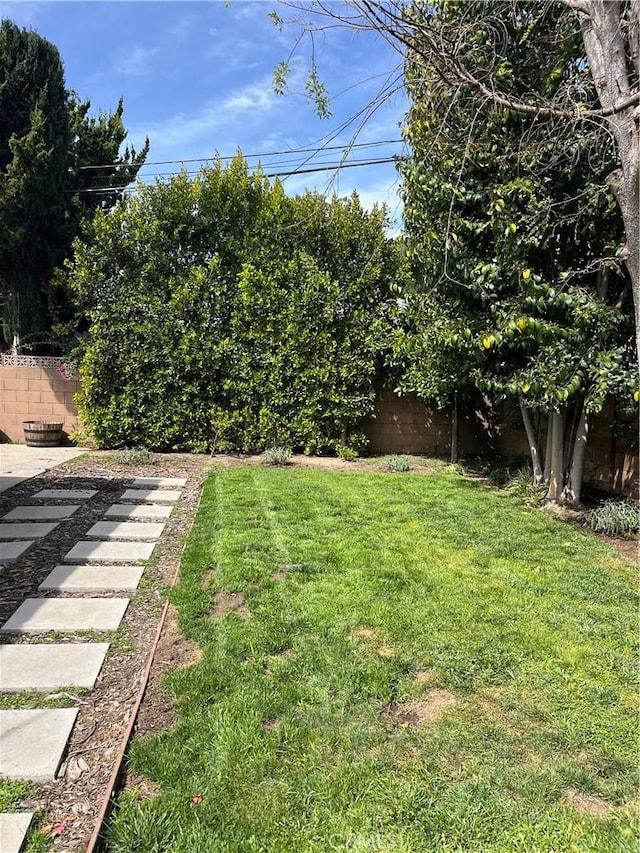 view of yard featuring a fenced backyard