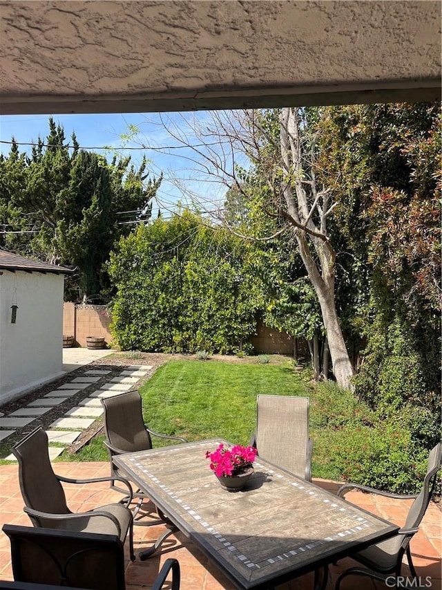 view of patio / terrace with outdoor dining area and a fenced backyard