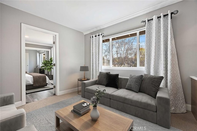 living area with baseboards