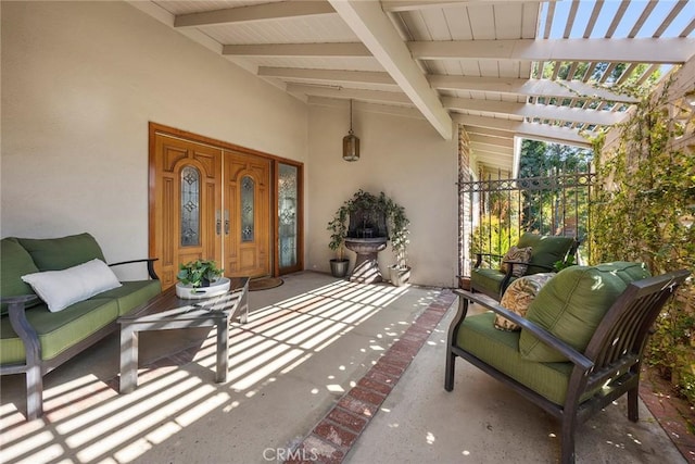 view of patio / terrace featuring a pergola