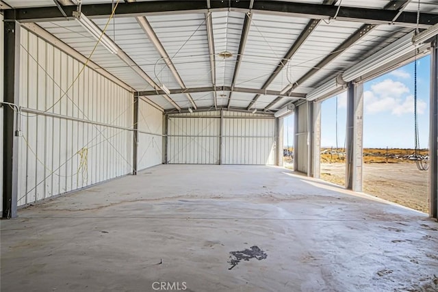 garage with metal wall