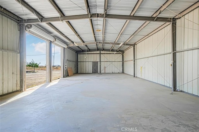 garage with metal wall