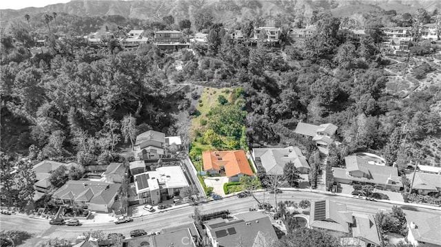 drone / aerial view with a mountain view and a residential view