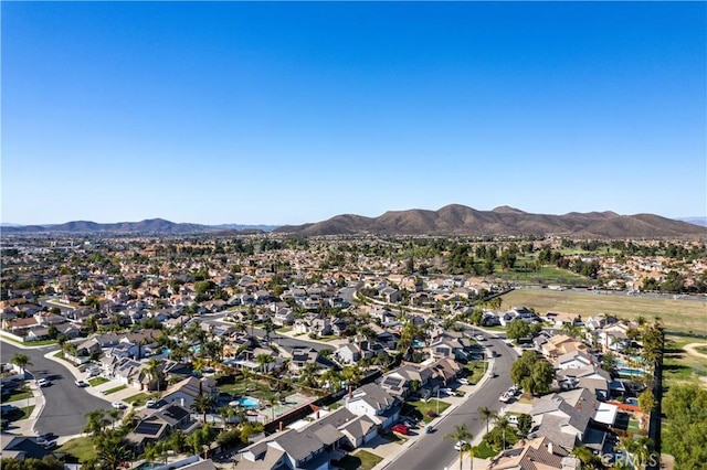 birds eye view of property featuring a residential view and a mountain view