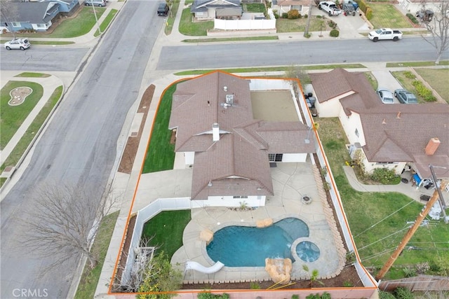 aerial view featuring a residential view