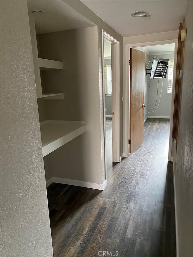 22570 Bass Pl Unit 7, Canyon Lake, CA 92587 - hall featuring baseboards and wood-type flooring