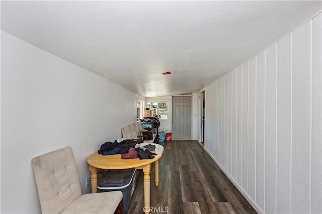 dining room with dark wood-type flooring