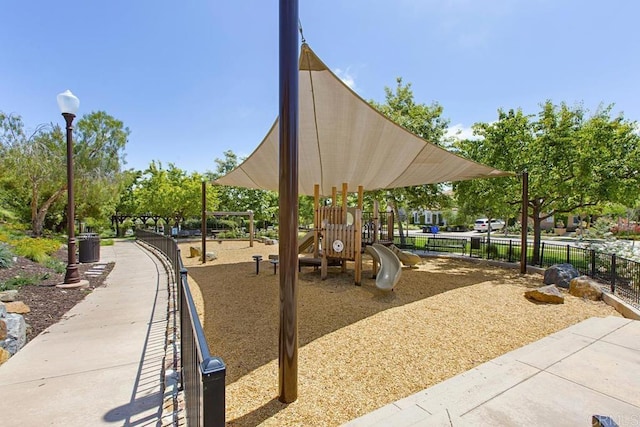 communal playground with fence